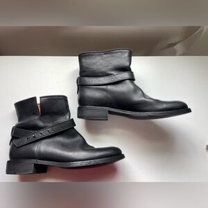 Madewell The Biker Boot sz 8 moto ankle bootie black leather low stacked heel